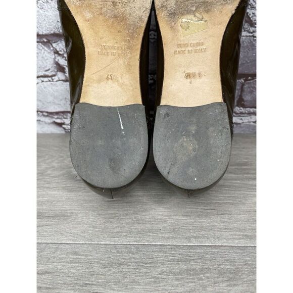 Calzoleria Toscana Brown Patent Leather Wingtip Ballet Flats Women Sz 41EU/10.5M - Picture 12 of 16
